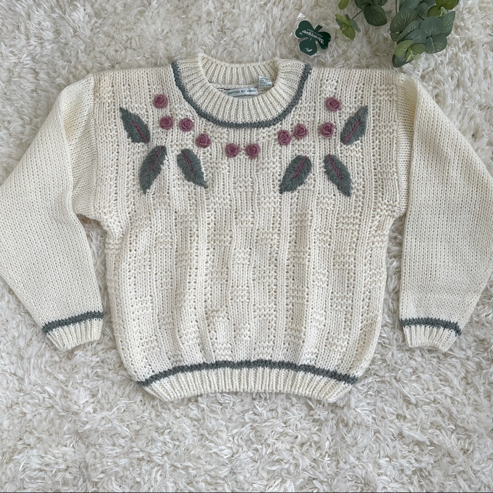 Vintage Hand Knitted Floral Sweater